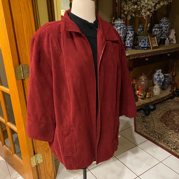 Faux suede jacket in wine color size 20W - Picture 6 of 8